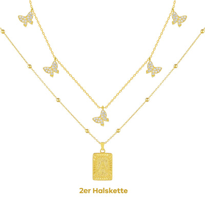 Set - Schmetterling Halskette & Plain Letter Halskette (7981506003211)