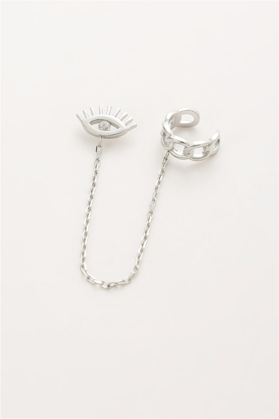 Boucles d'oreilles clous œil en zircone avec manchette d'oreille