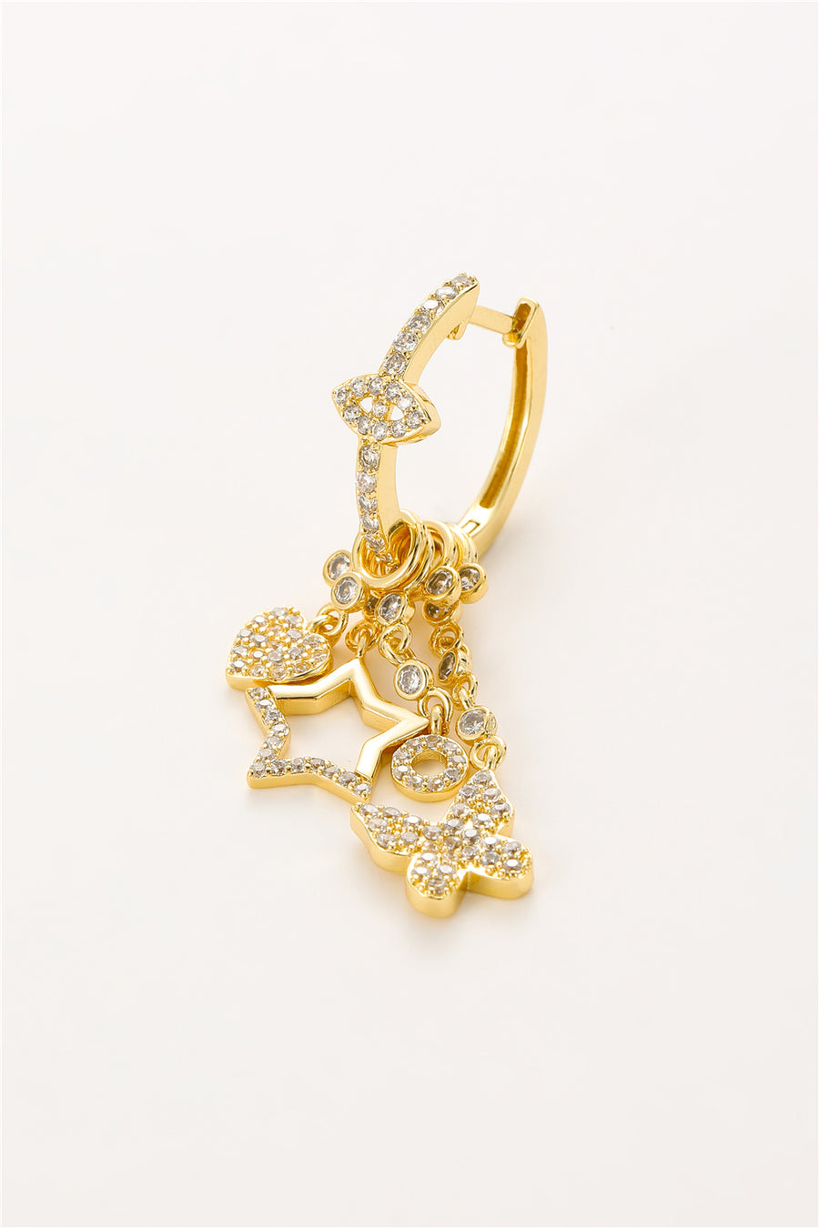 Boucle d'oreille papillon-étoile-cœur en zircone
