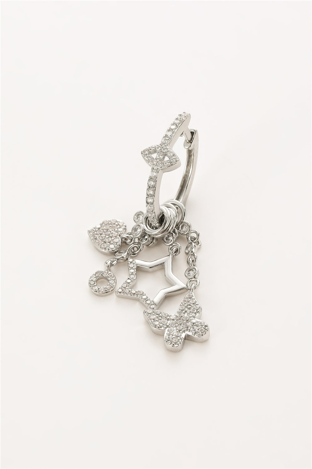 Boucle d'oreille papillon-étoile-cœur en zircone