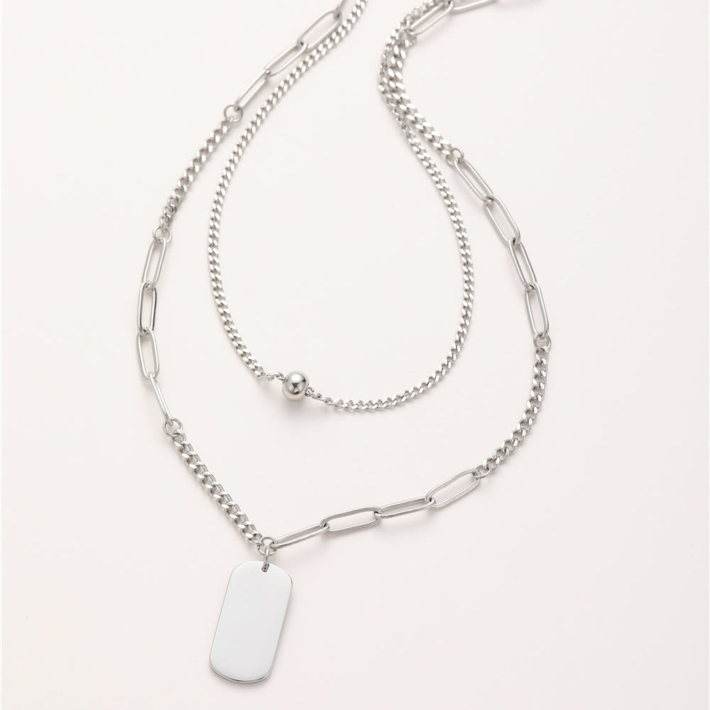 Steel necklace with engraving