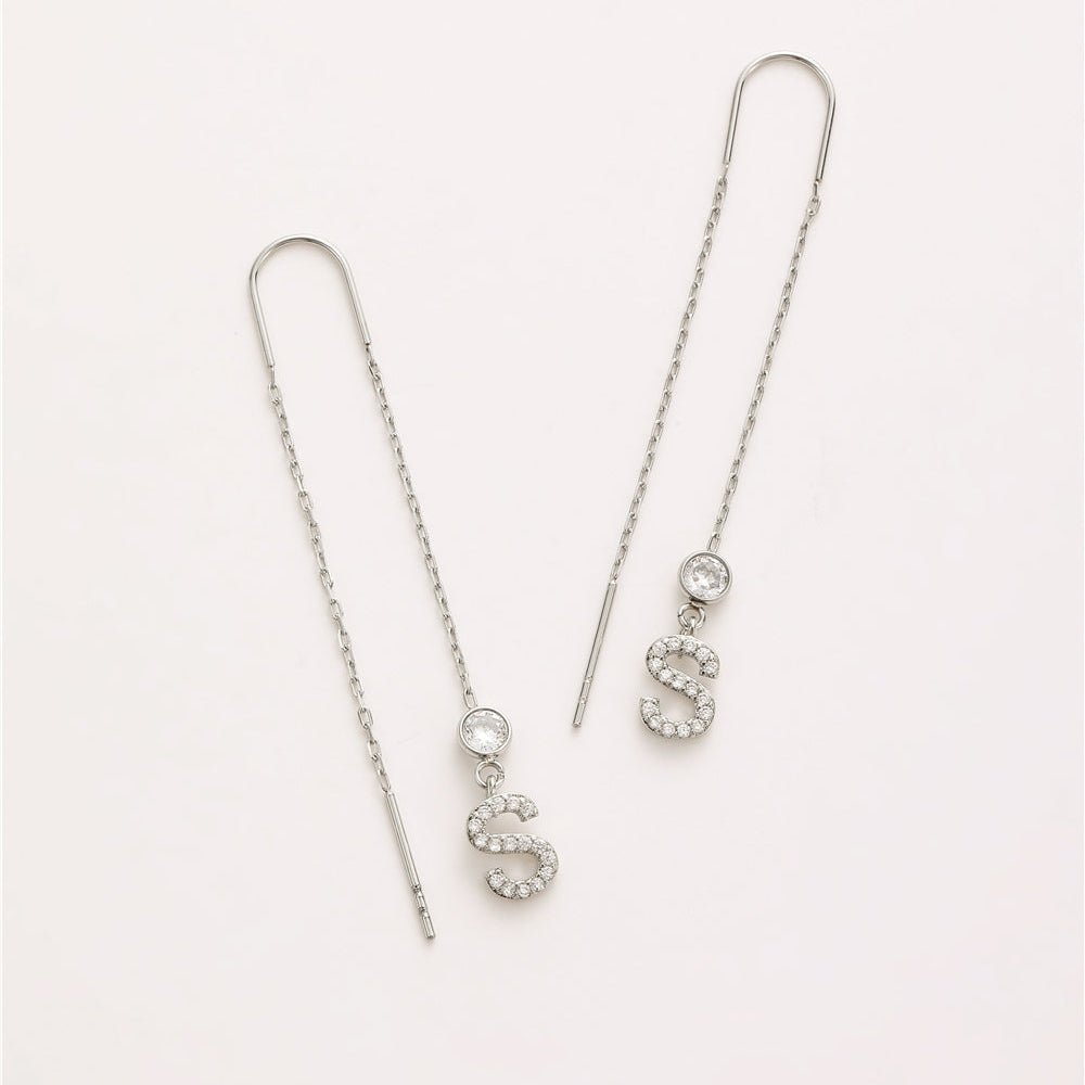 Double strand letter earrings