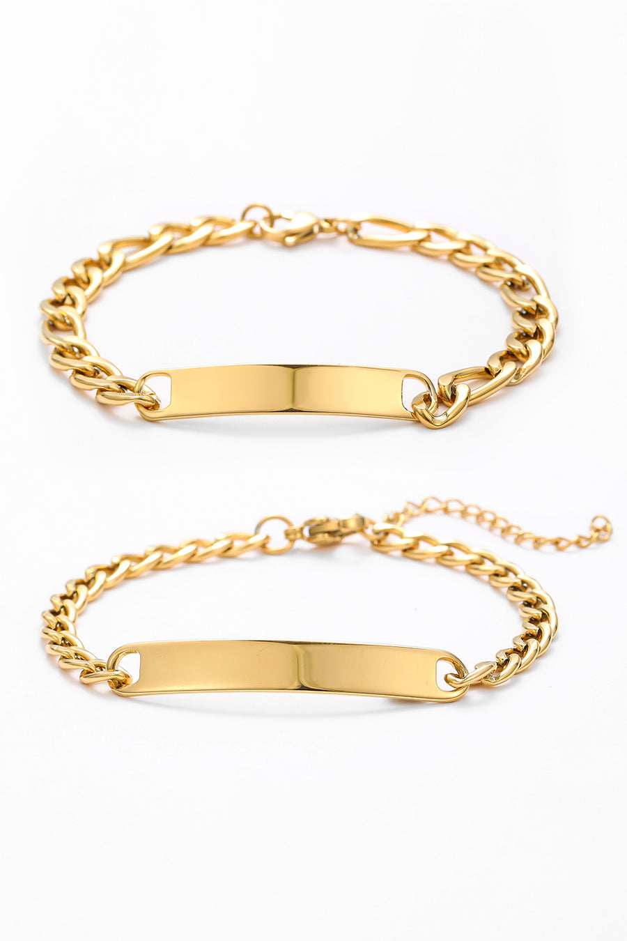 Golden ID-Partnerarmband mit Gravur (Dünn)