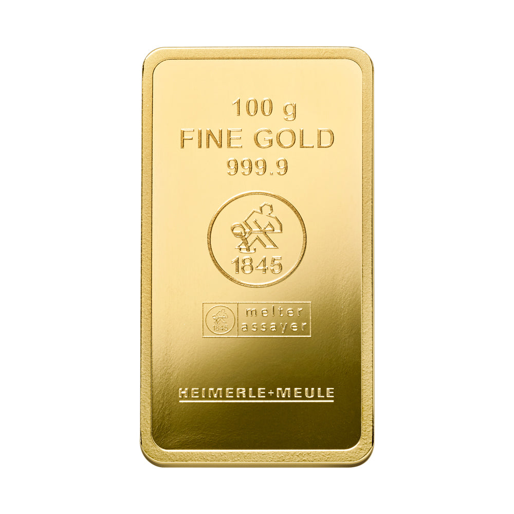 Feingoldbarren 100 g, geprägt