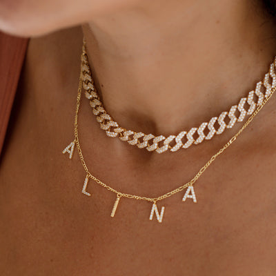 14K - 585 gold letter choker with zirconia