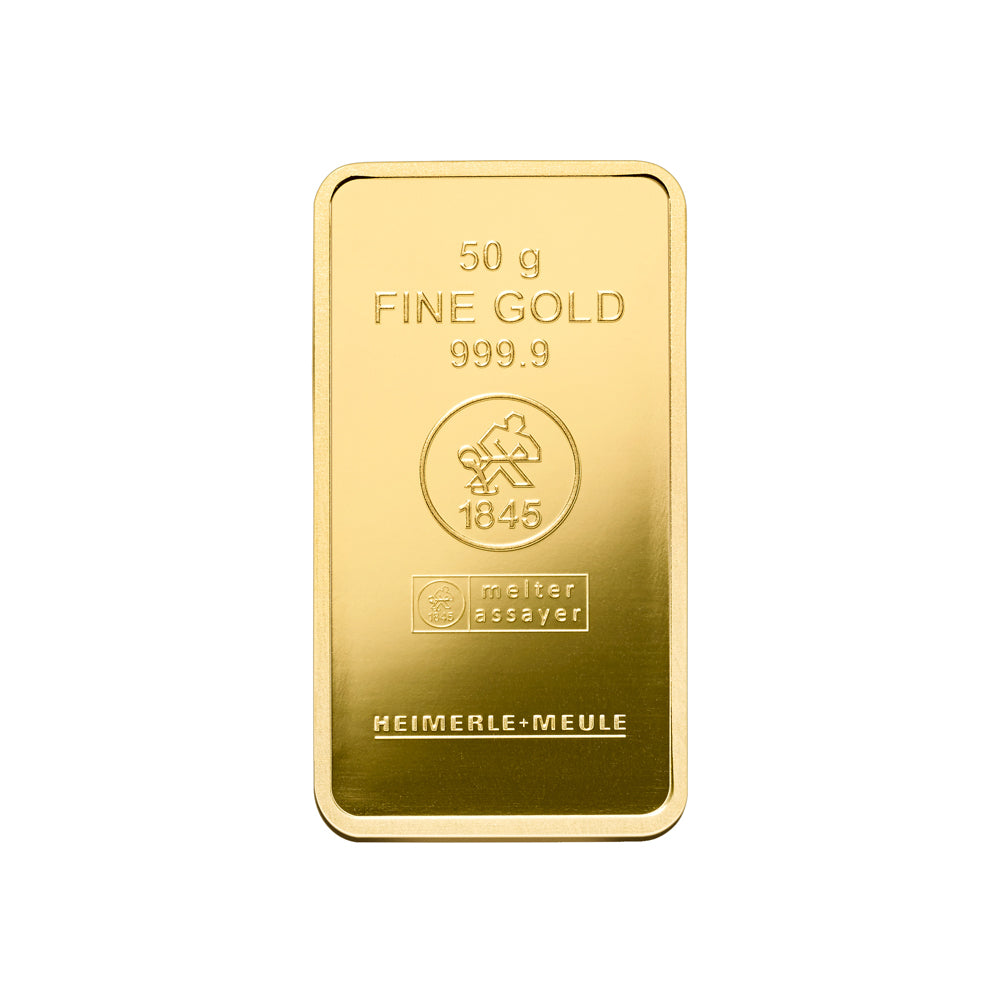 Feingoldbarren 50 g, geprägt