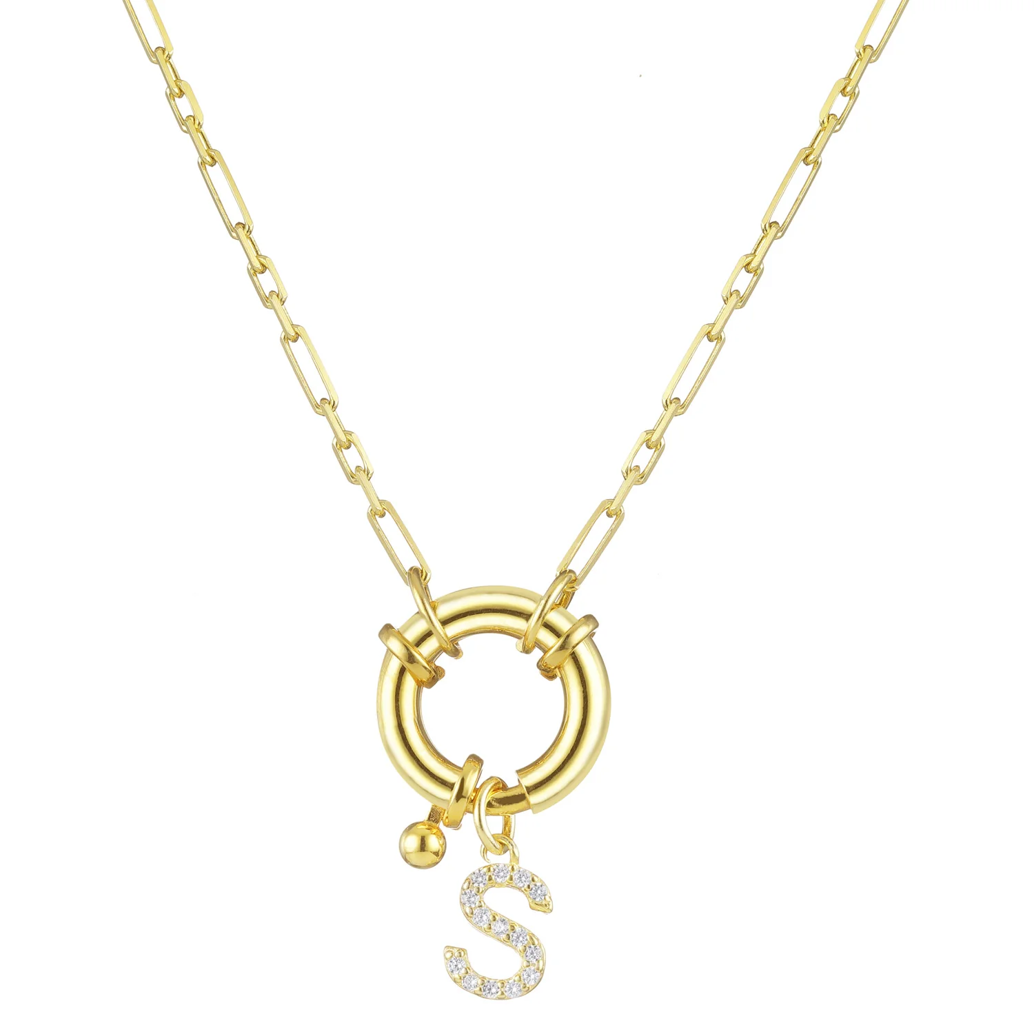 Necklace with letter and clasp