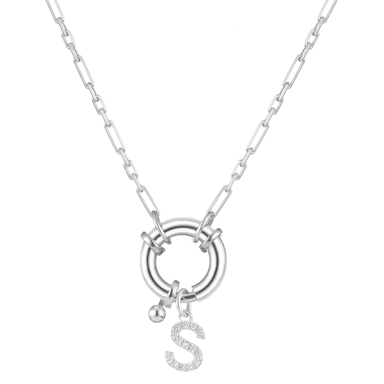 Necklace with letter and clasp