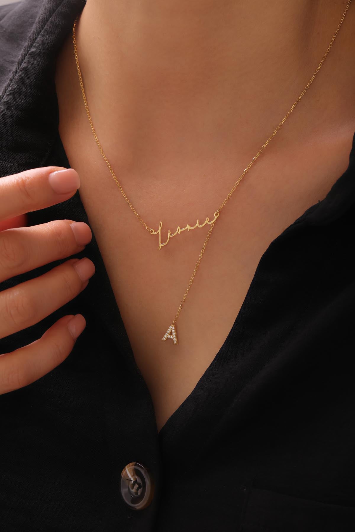 Namenskette Y mit Zirkonia Buchstabe