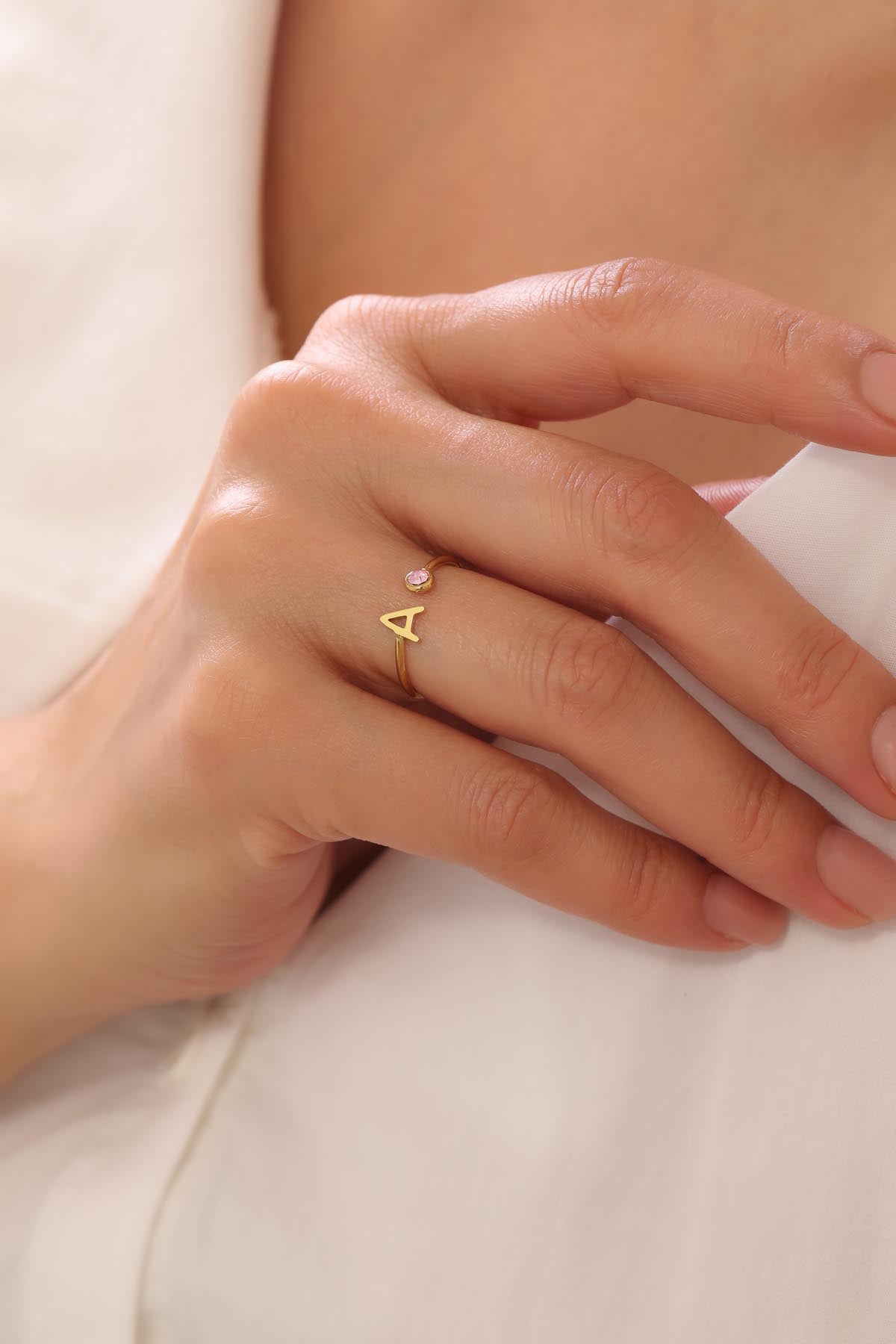 Birthstones Letter Ring