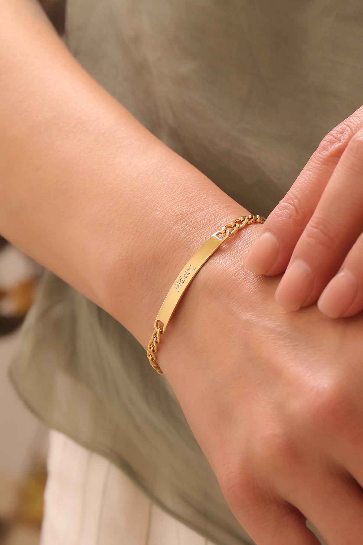 Golden ID-Armband- Dünn