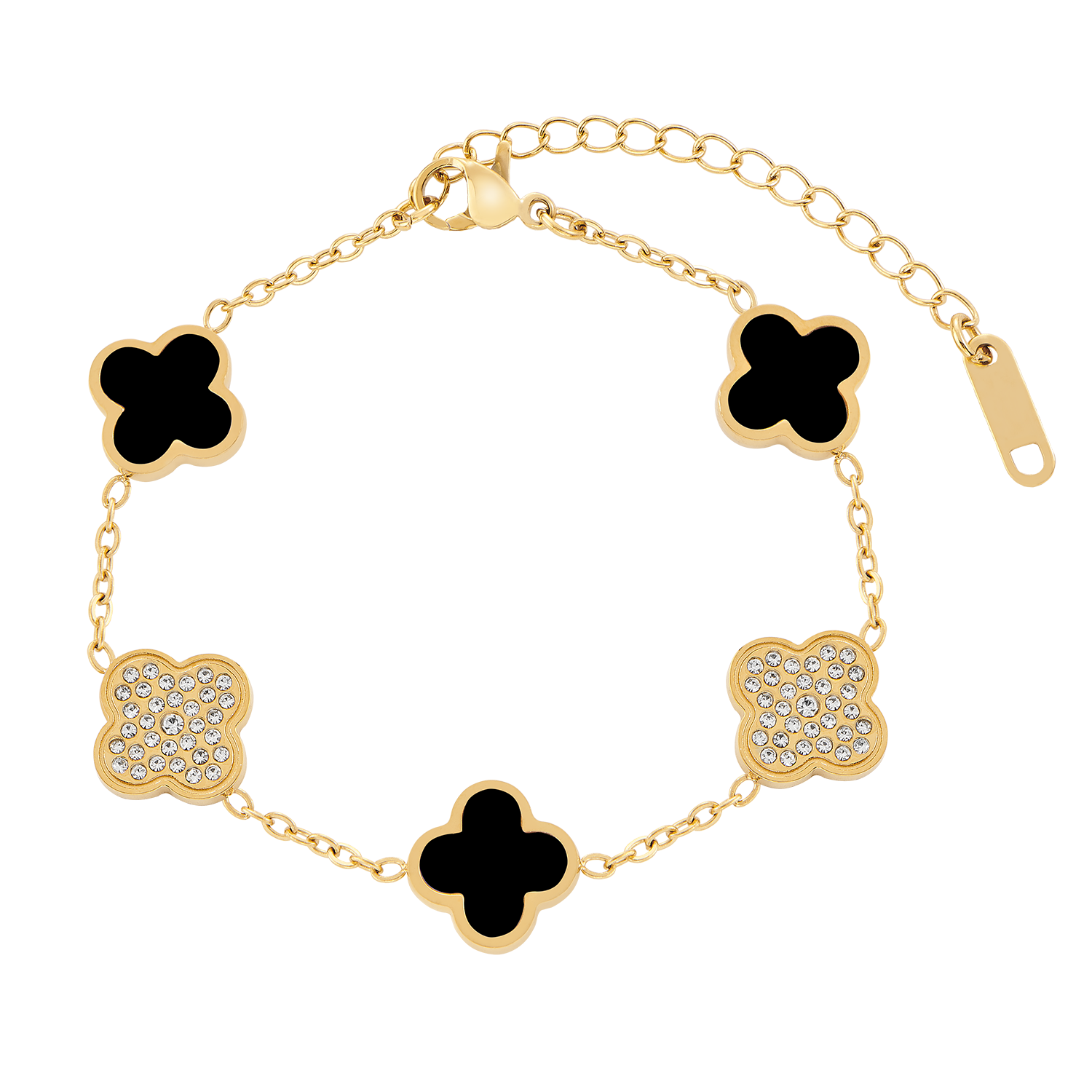 Sparkling Black Leaf Armband