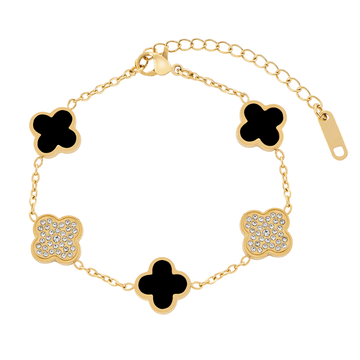 Sparkling Black Leaf Armband