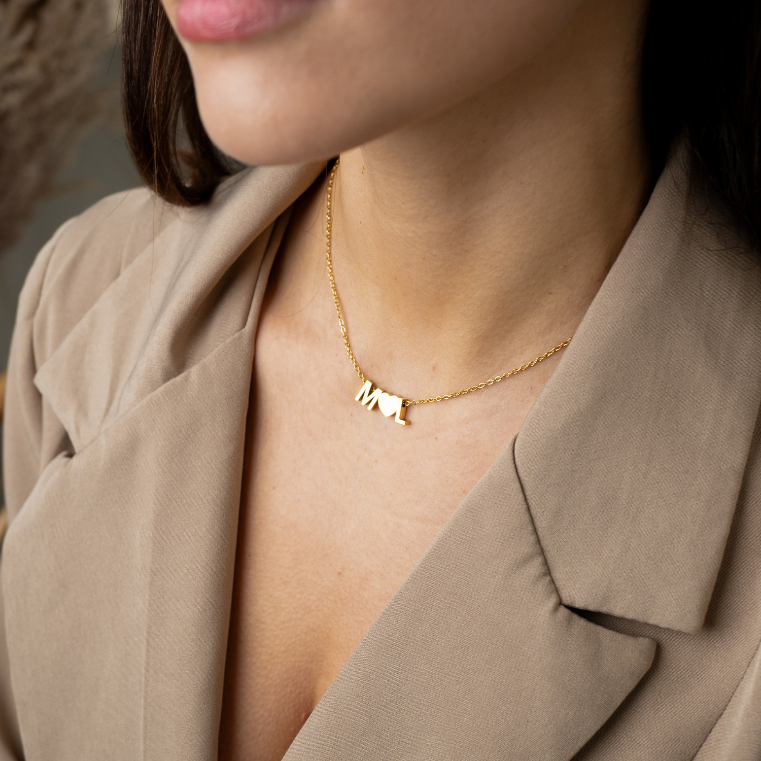Tiny Heart Necklace Double Letter