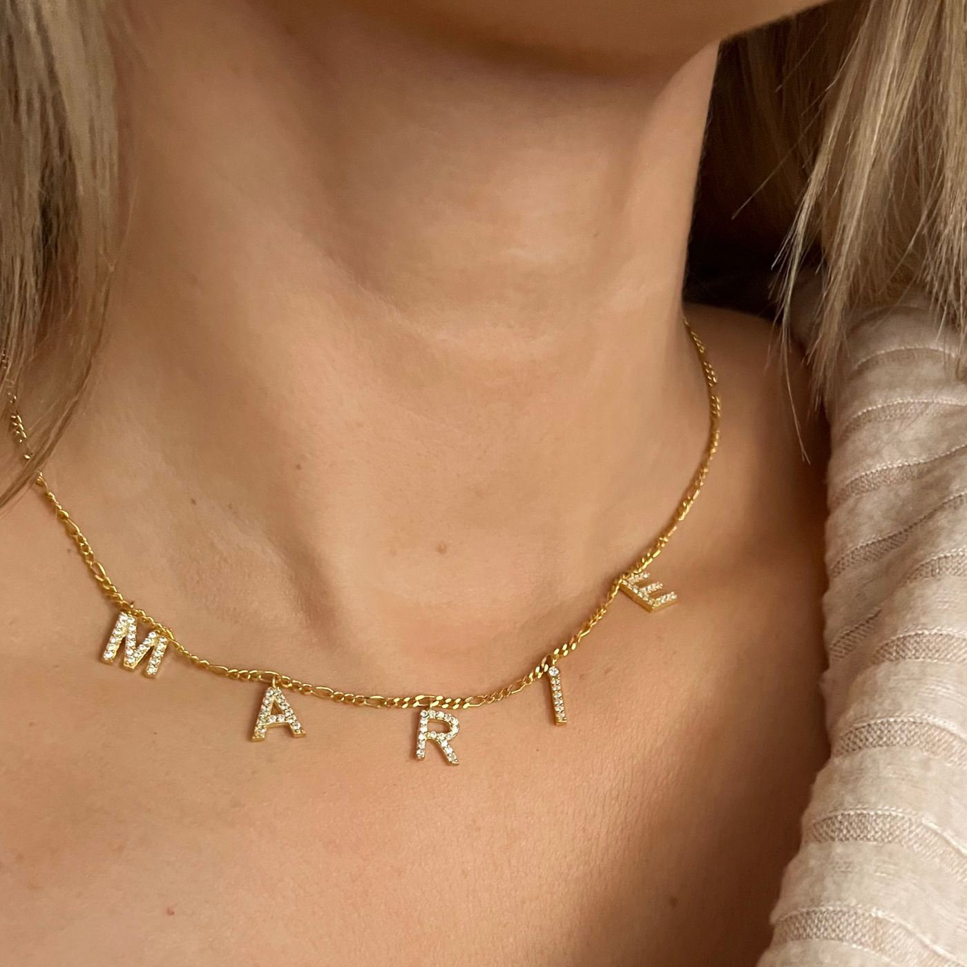 Letter choker with zirconia