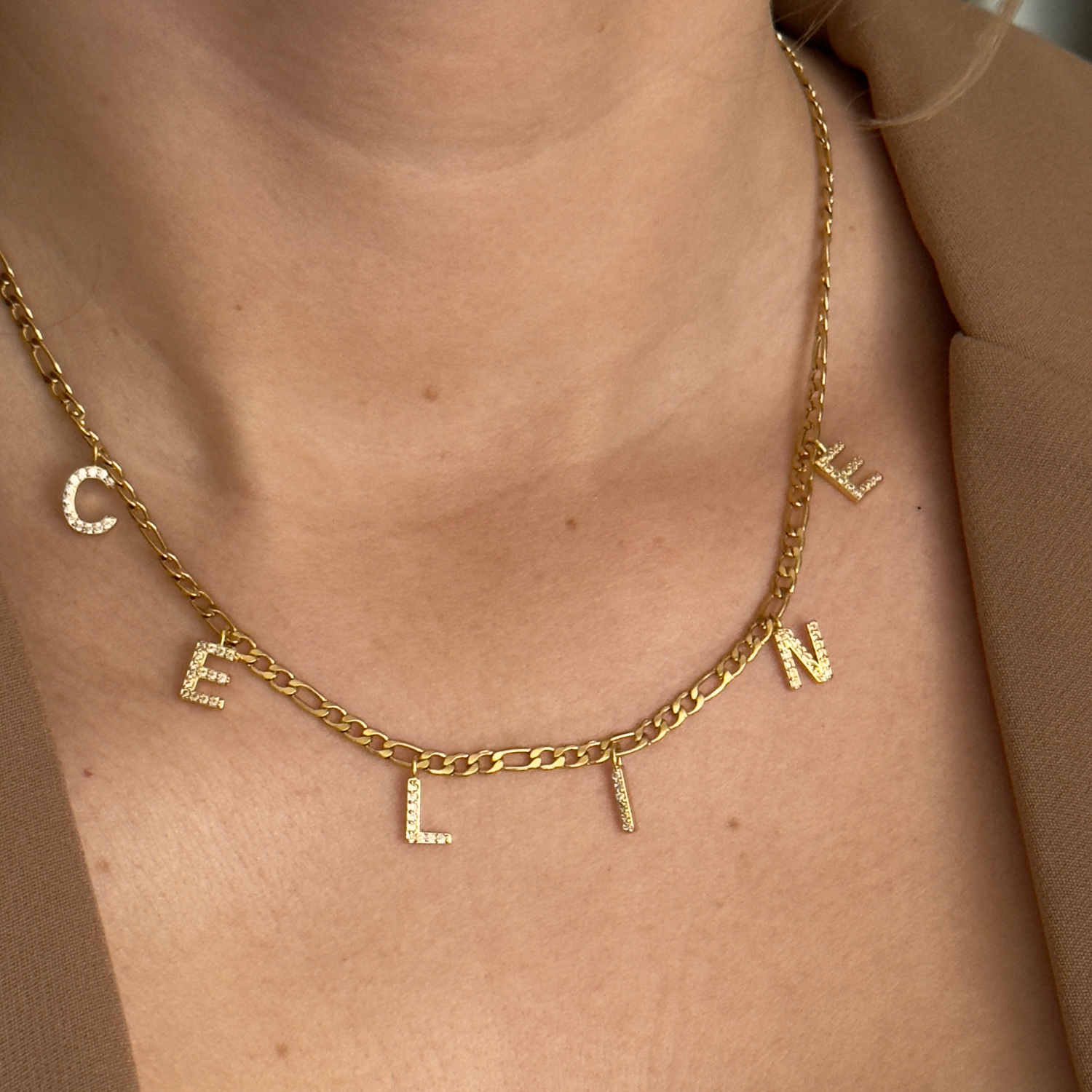 Buchstaben Choker mit Zirkonia