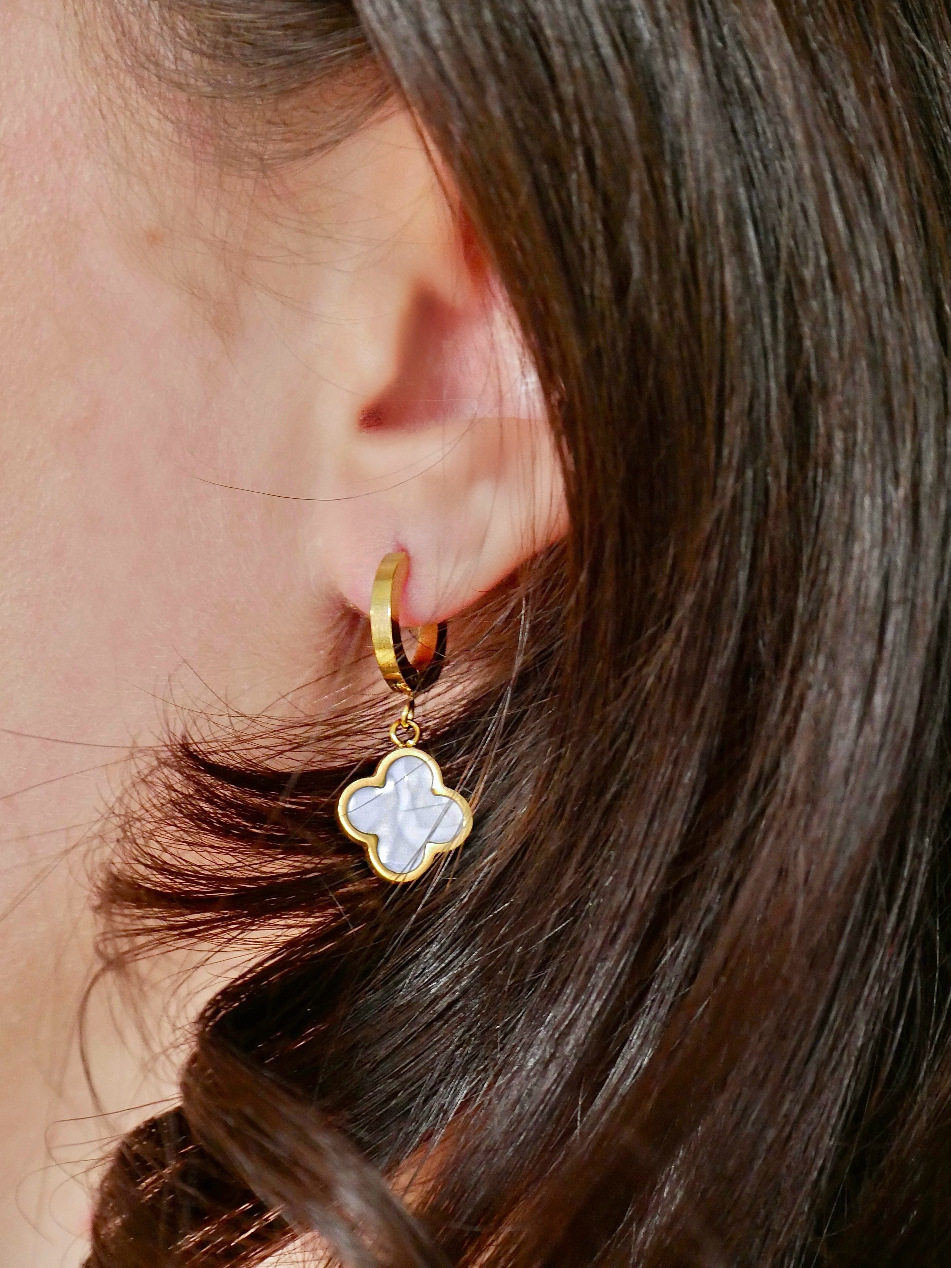 White Leaf Creole Ohrringe