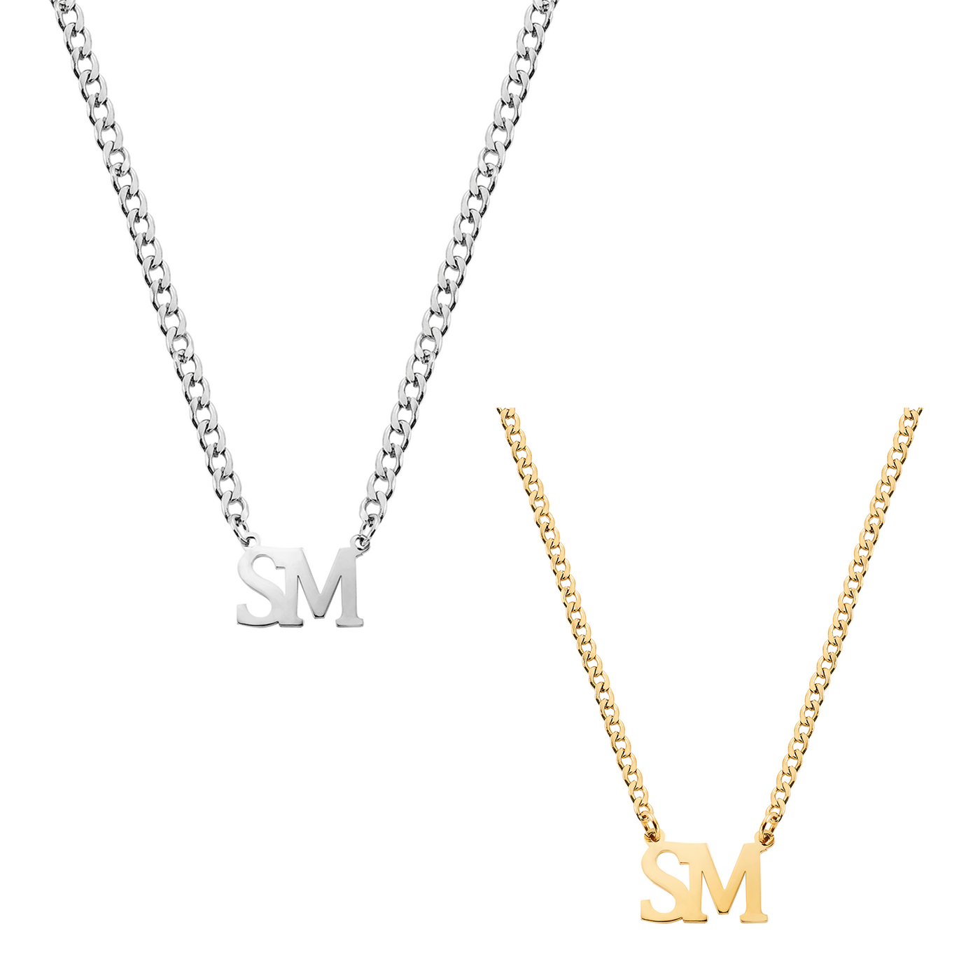 Couple Set Name Necklaces with Letters