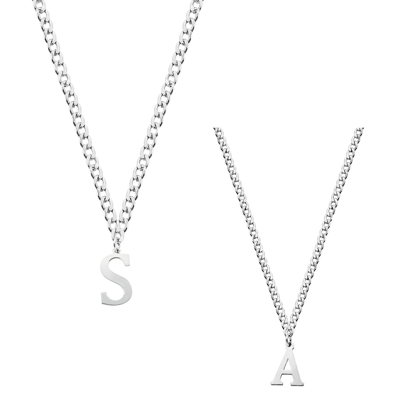 Couple Set Tiny Letter Name Necklaces