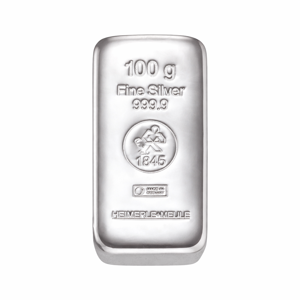 Silberbarren 100 g. gegossen