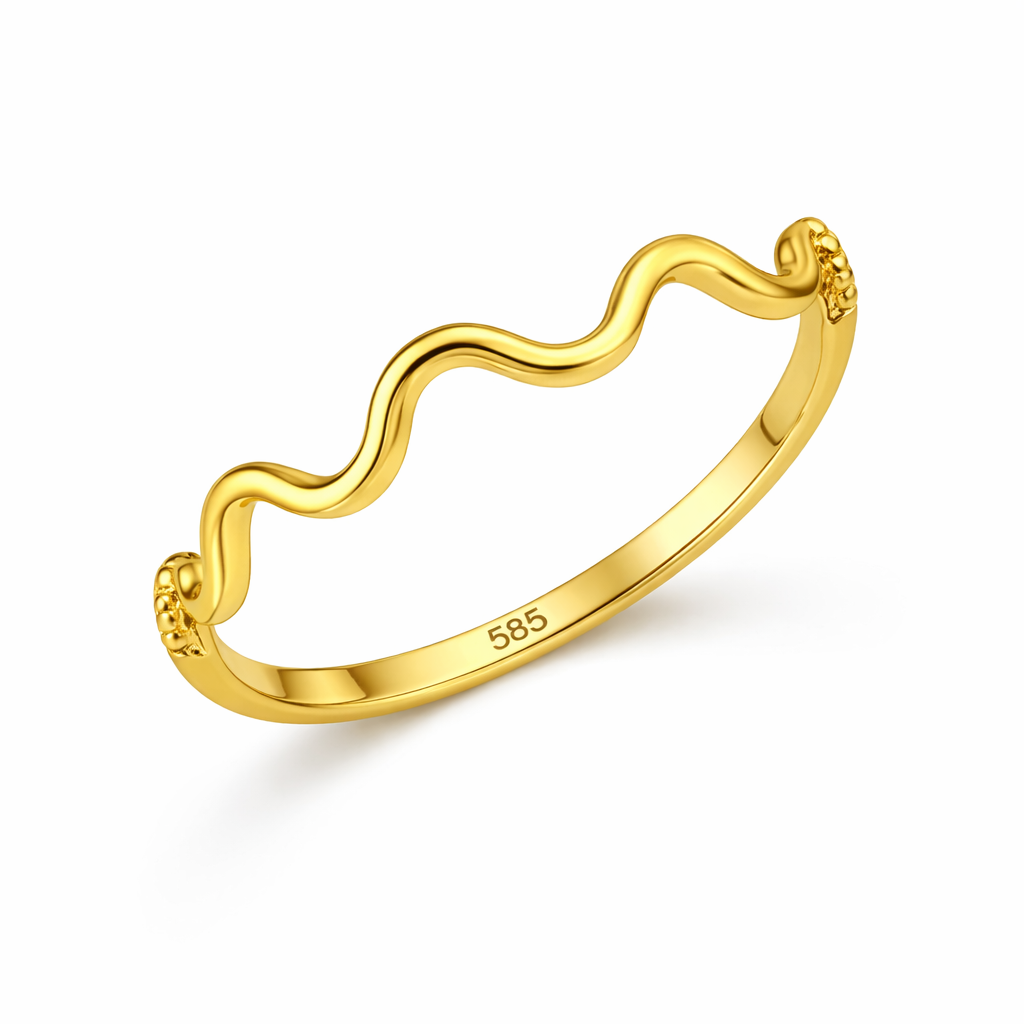 585er Gold 14K Ring - Golden Wave