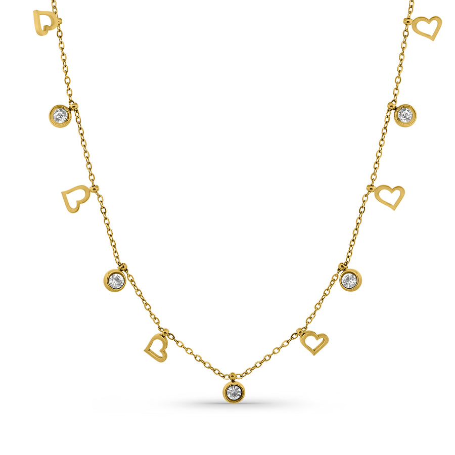 Collier en zircone avec cœurs brillants