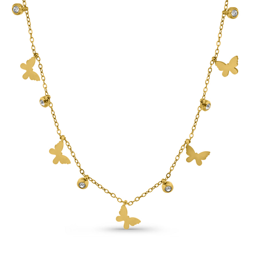 Collier papillon brillant en zircone