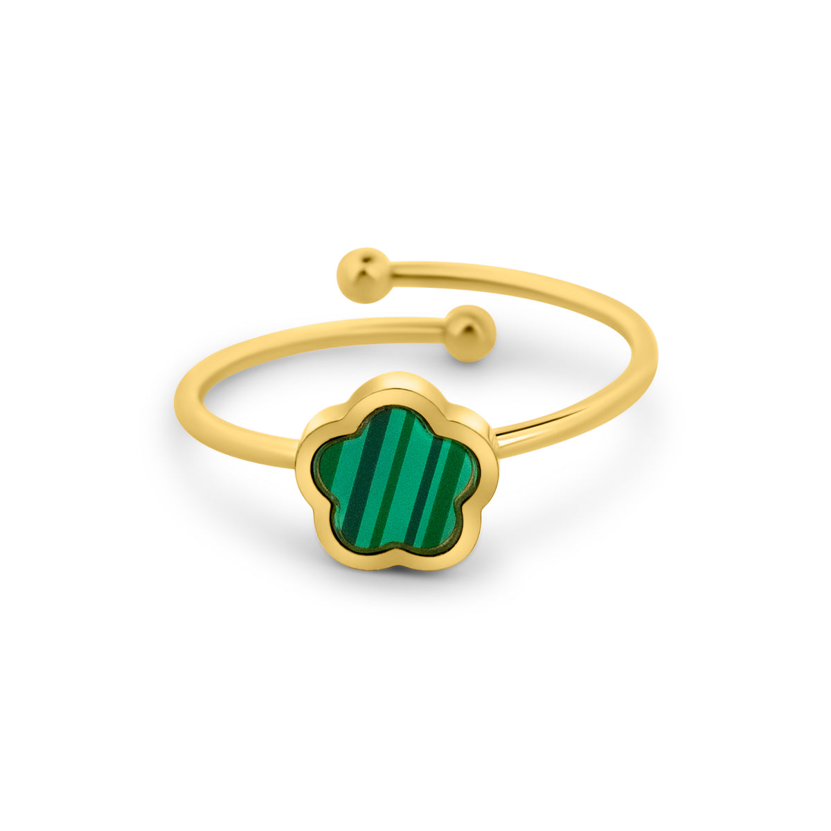 Bague ouverte feuille verte