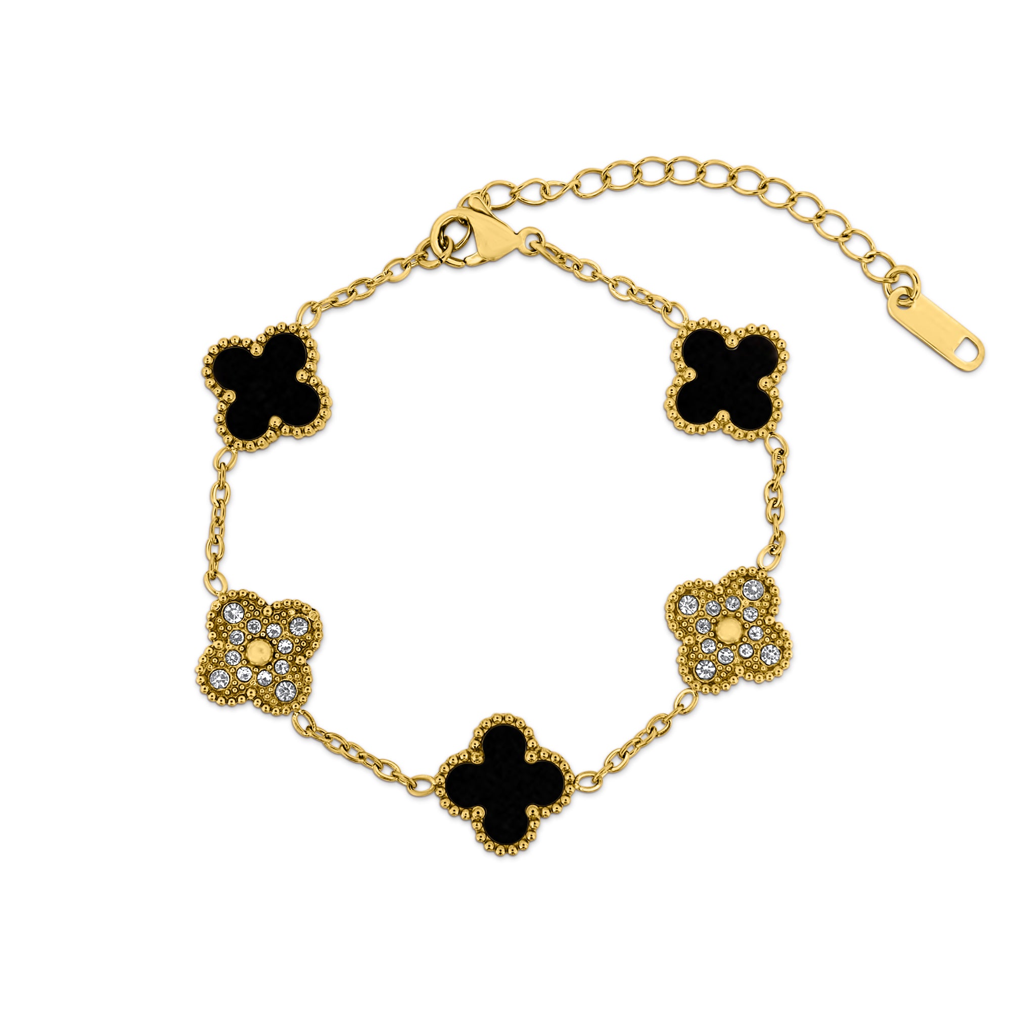 Sparkling Black Leaf Armband