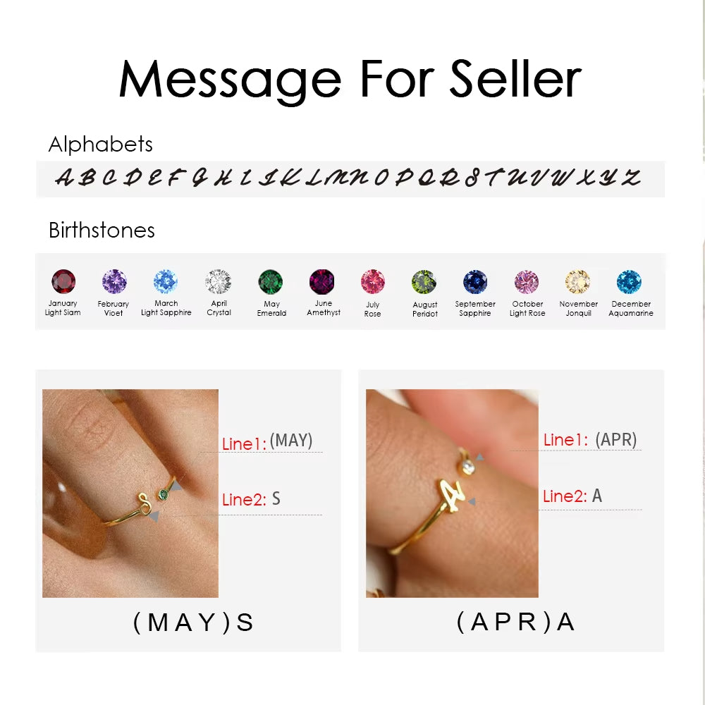 Birthstones Letter Ring