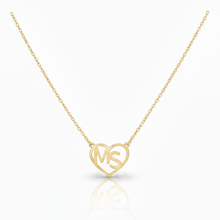 Namenskette - Variante Herz zweier Buchstaben