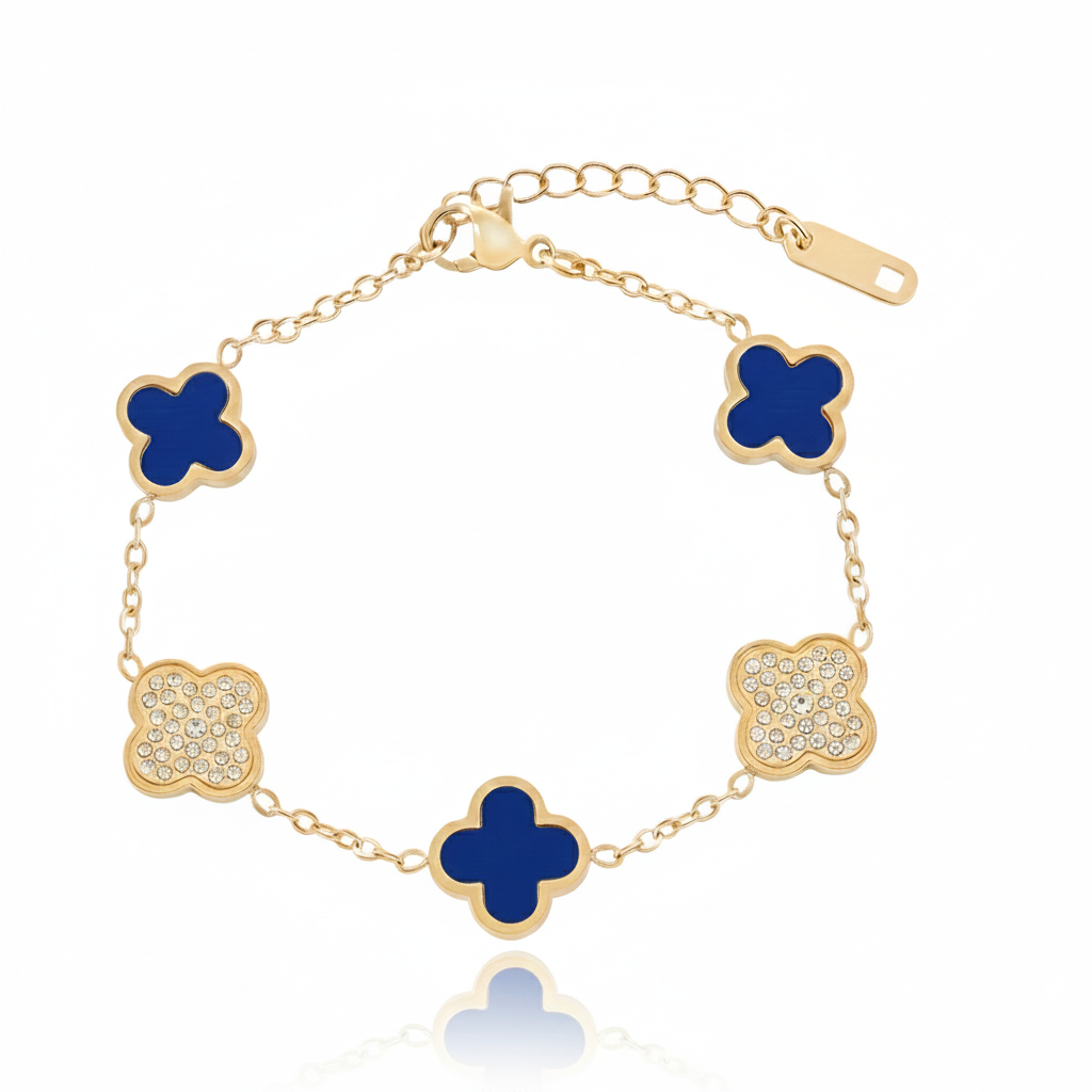 Sparkling Dark Blue Leaf Armband