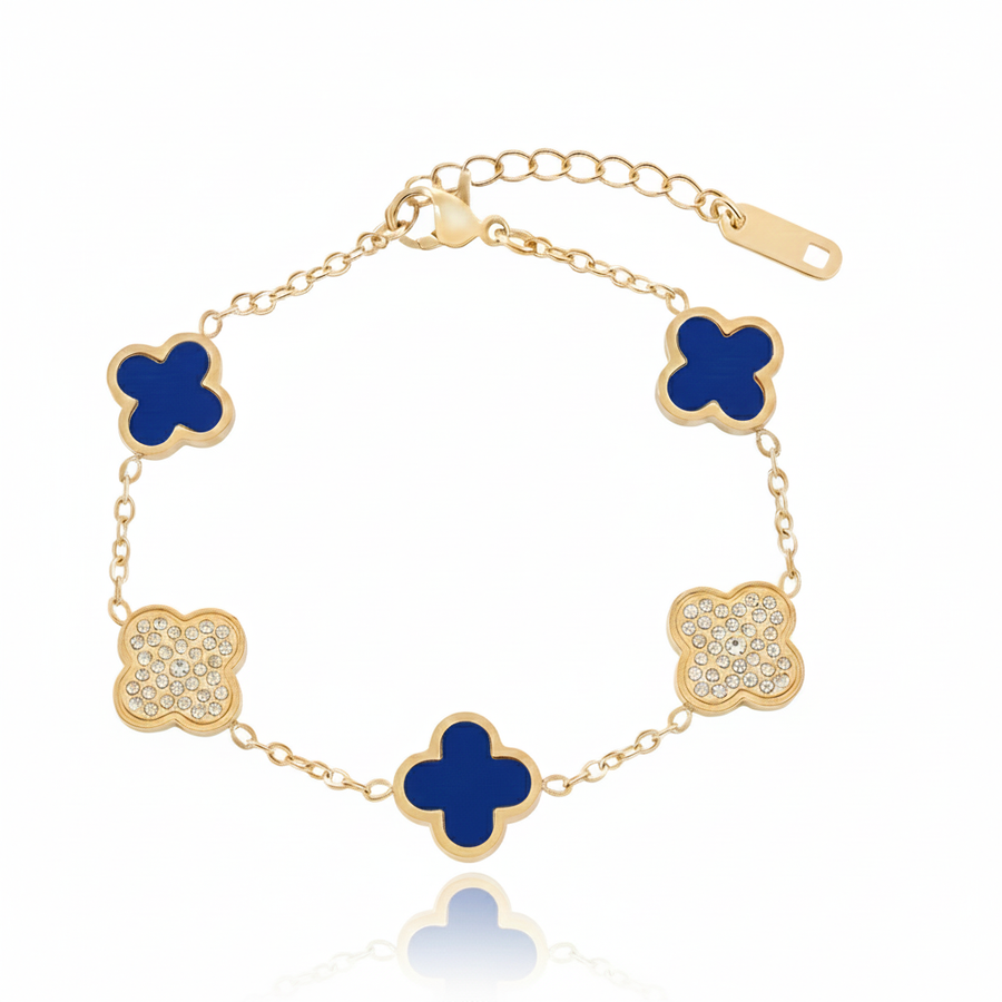 Sparkling Dark Blue Leaf Armband