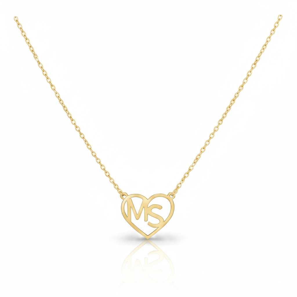 Namenskette - Variante Herz zweier Buchstaben