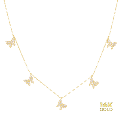14K - 585er Gold Schmetterling - Halskette