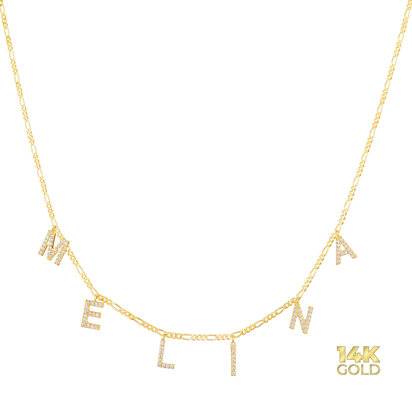 14K 585 gold letter choker with zirconia