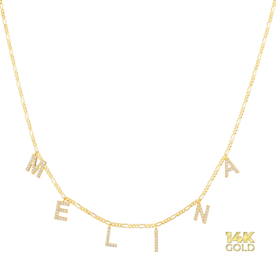 14K - 585 gold letter choker with zirconia