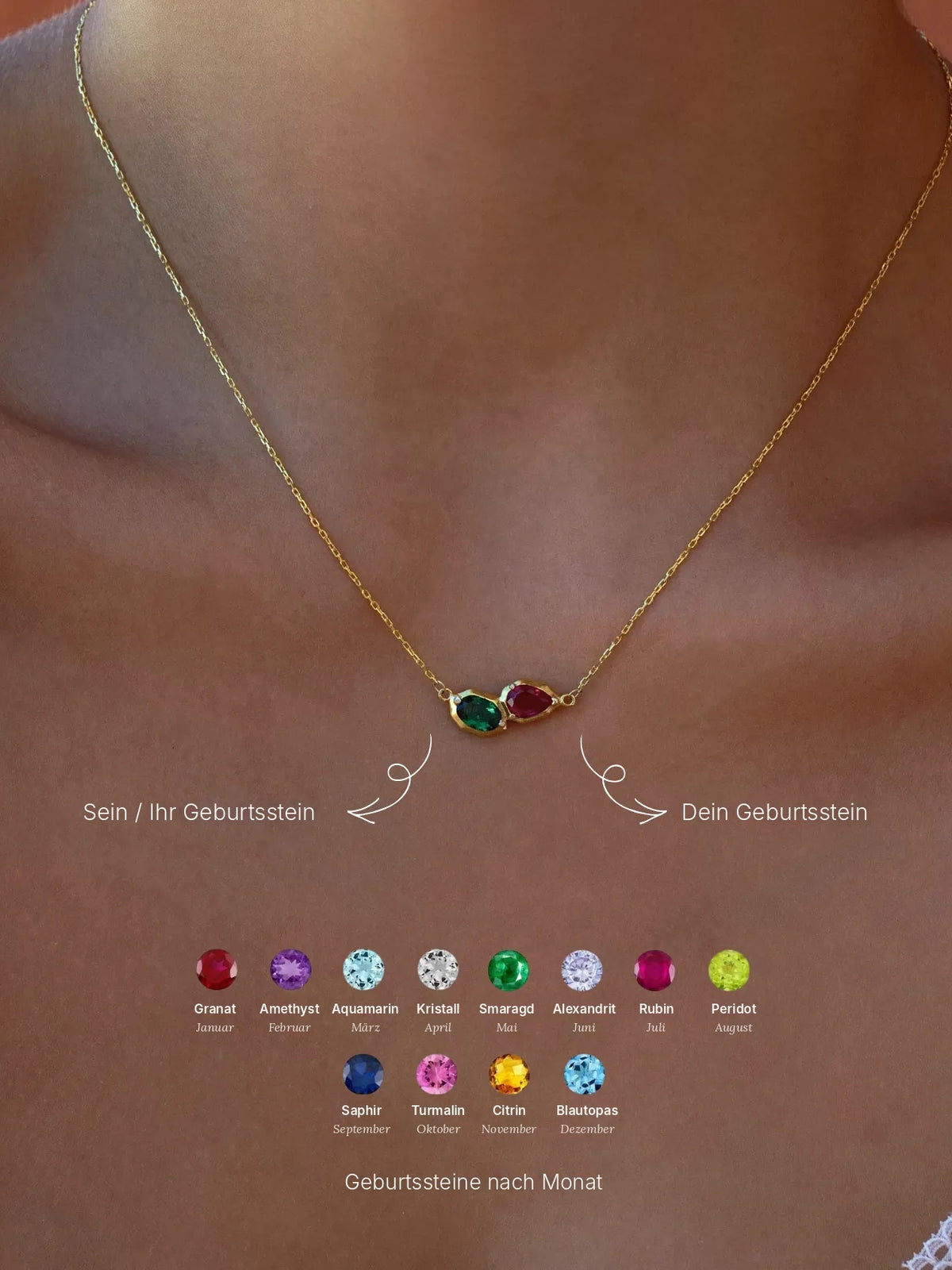 Kette mit 2 Geburtssteinen
