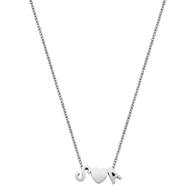 Tiny Heart Necklace Double Letter