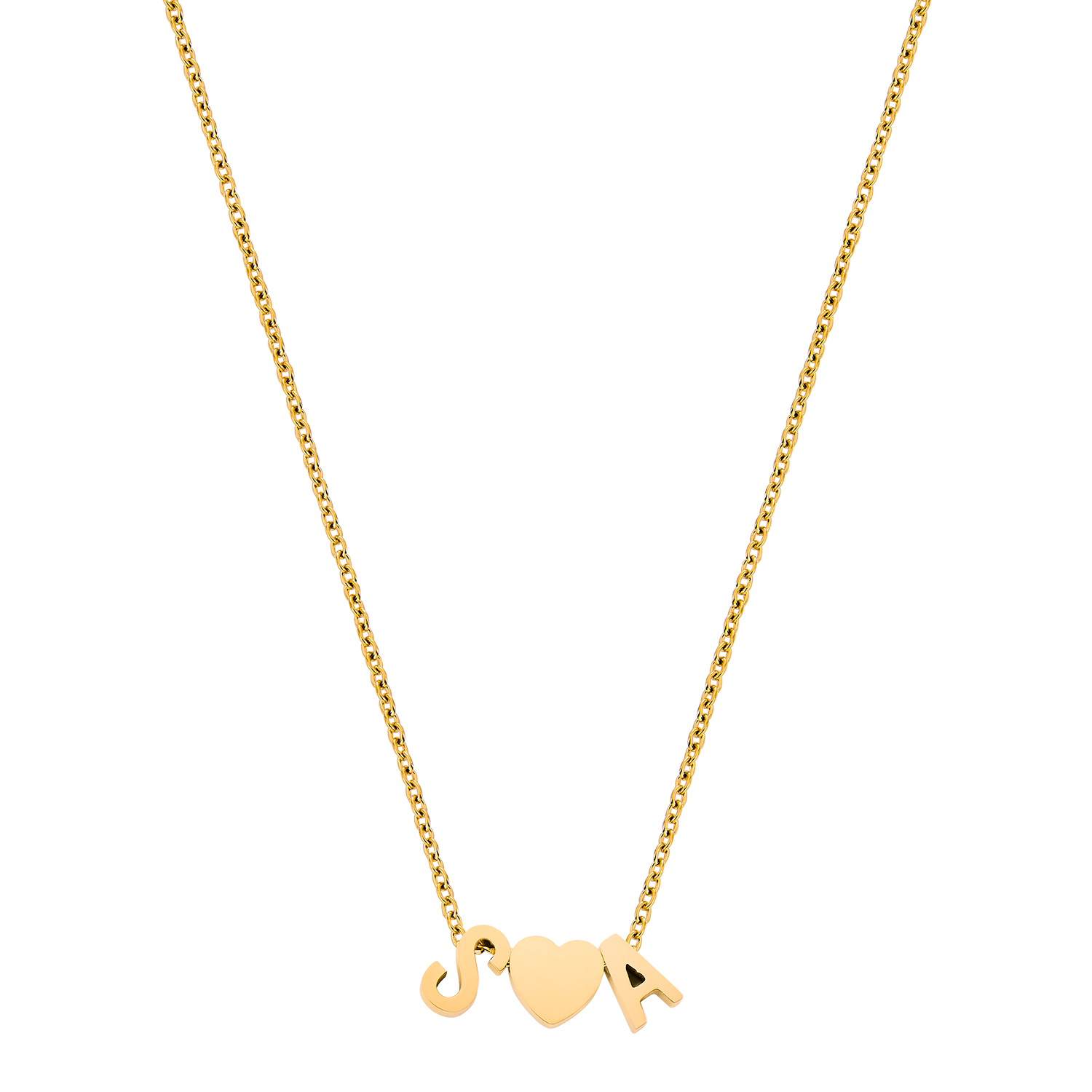 Collier Petit Coeur Double Lettre