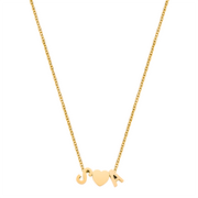 Tiny Heart Necklace Double Letter