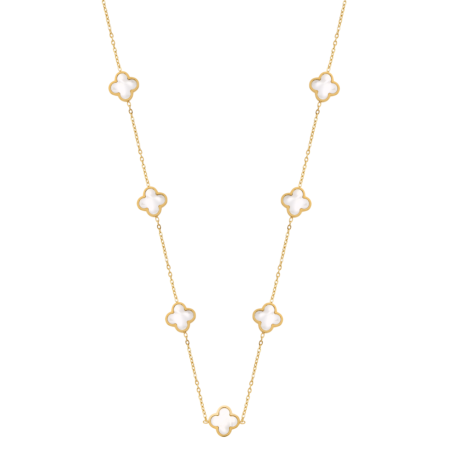 White Multiple Leaf Halskette