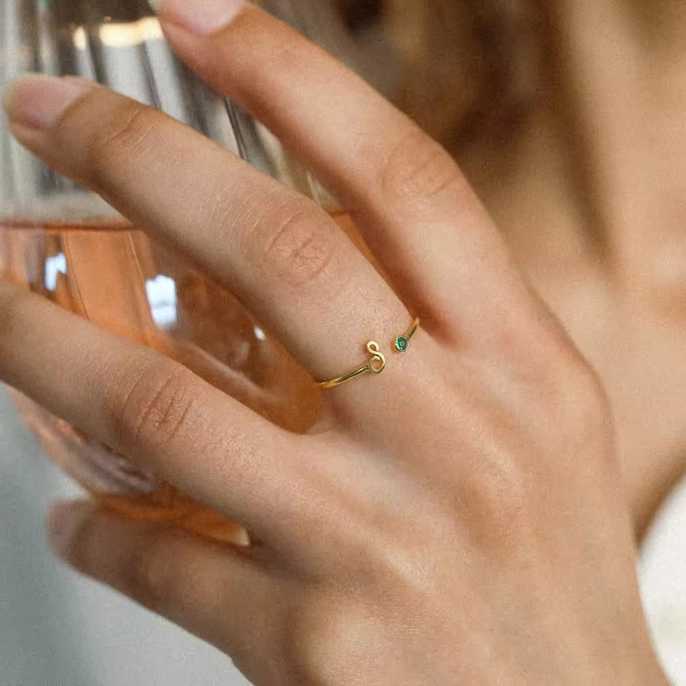 Birthstones Letter Ring