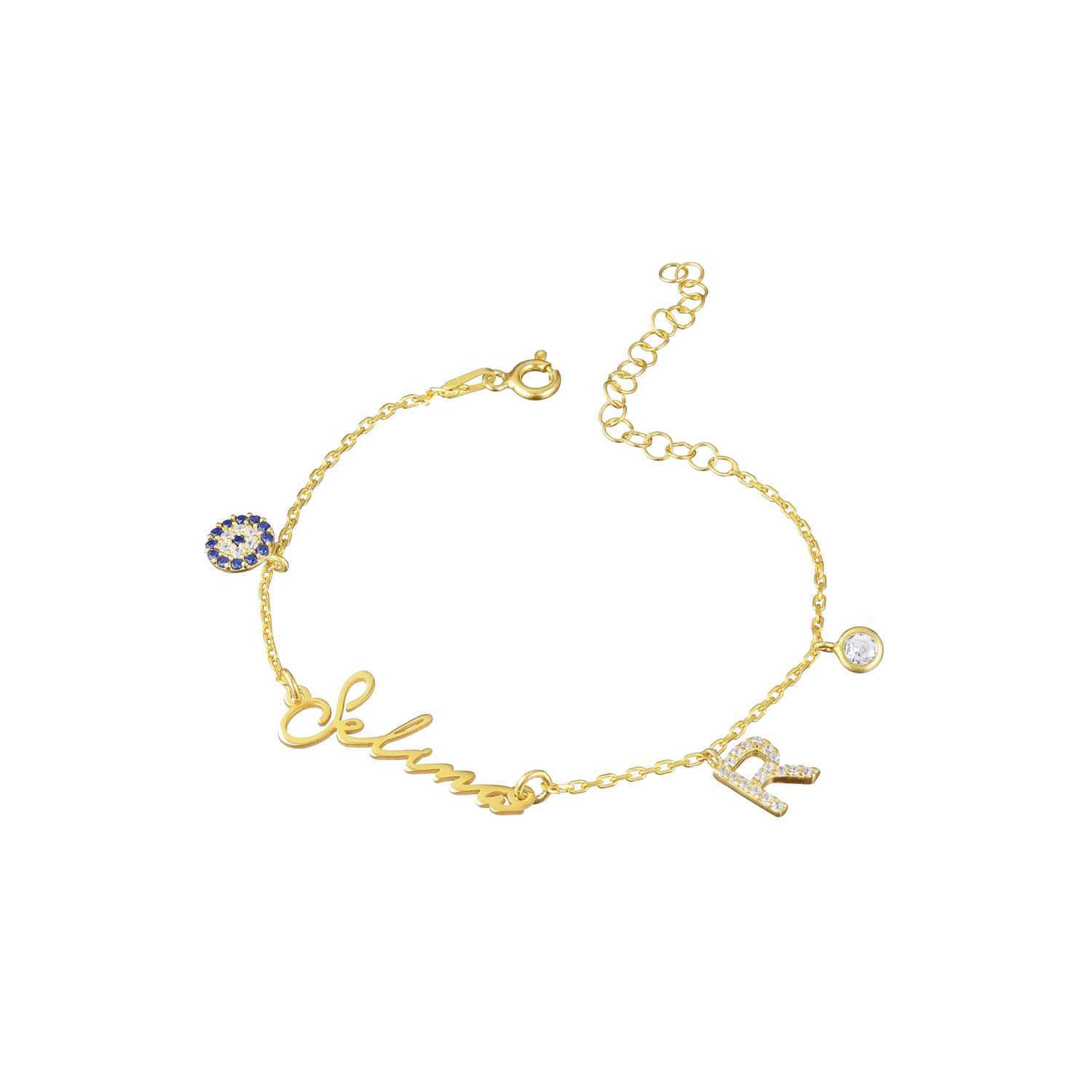 Bracelet prénom Notera avec initiale et porte-bonheur