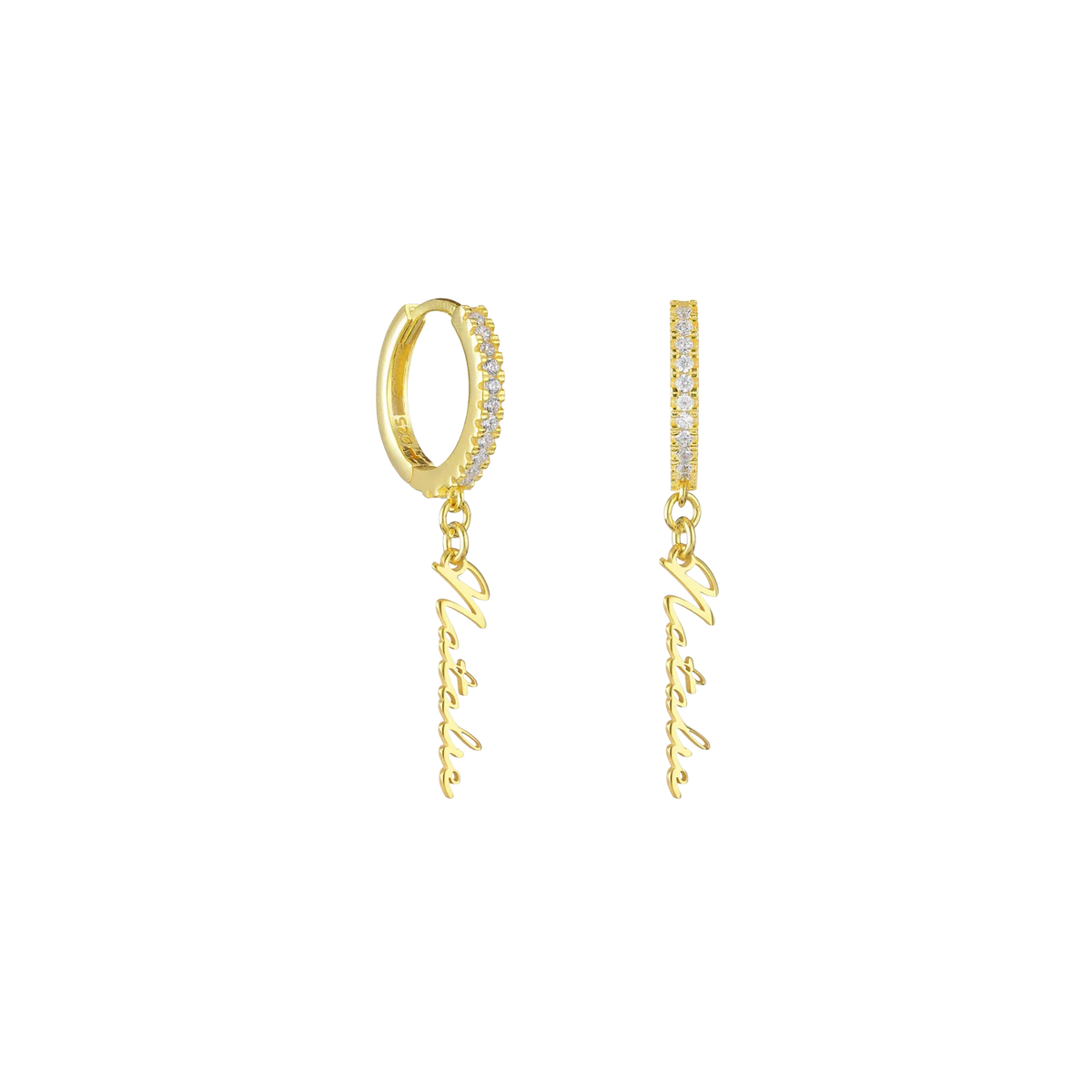 Boucles d'oreilles nominatives avec zircones