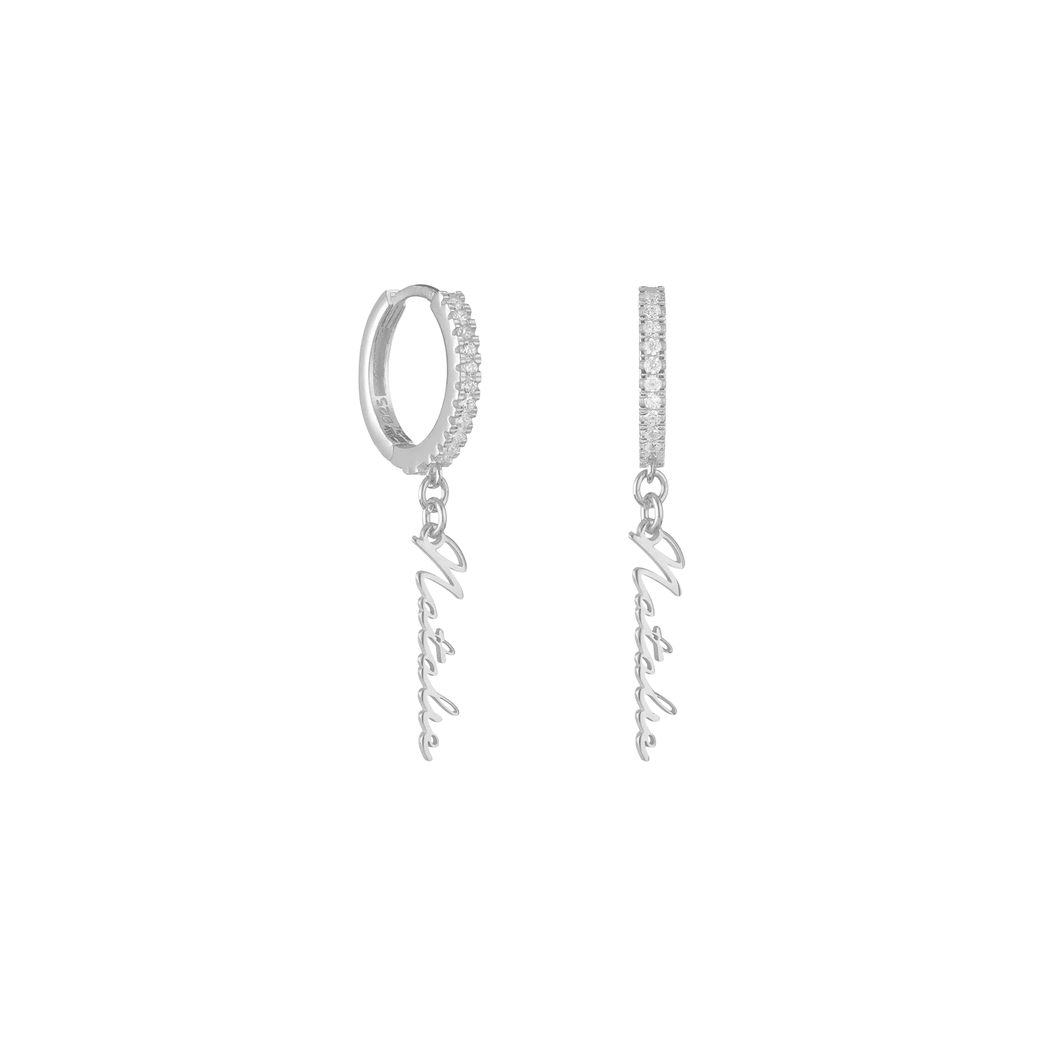 Name earrings with zirconia