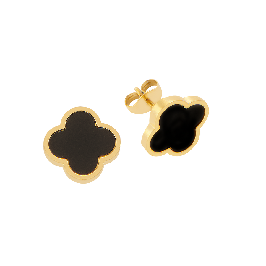 Boucles d'oreilles Feuille Noire