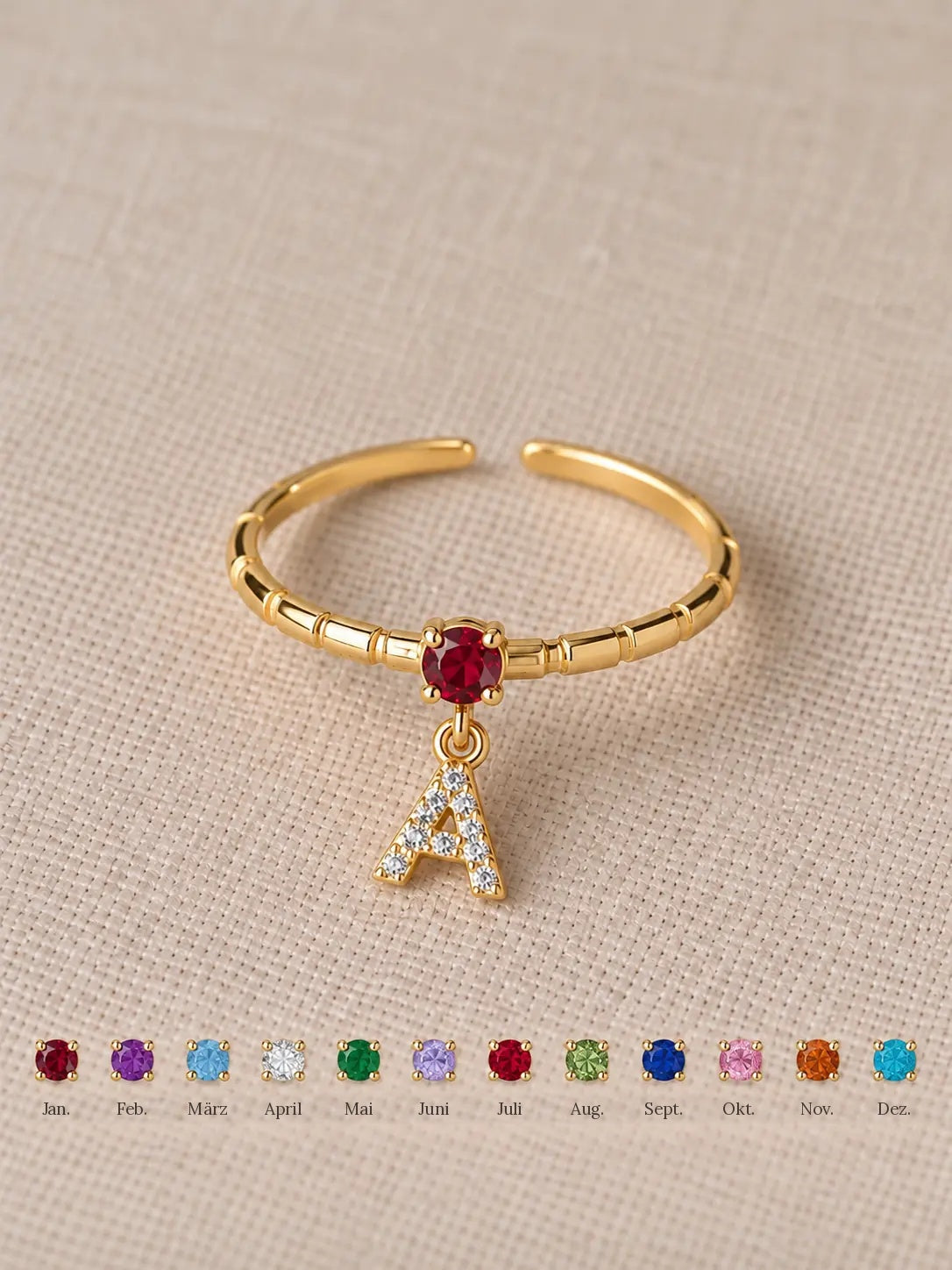 Ring mit Initial & Geburtsstein