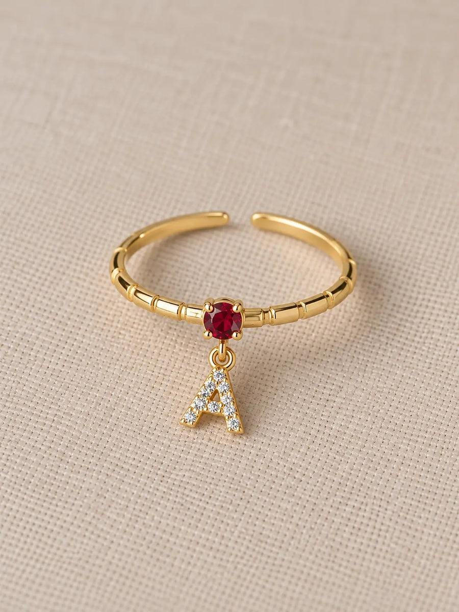 Ring mit Initial & Geburtsstein