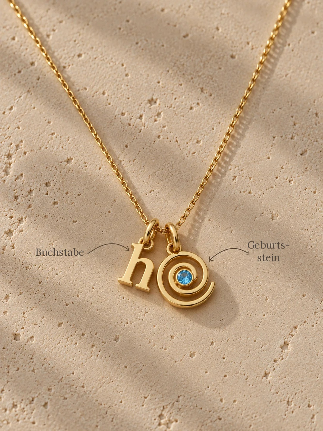 Spiralkette mit Buchstabe & Geburtsstein